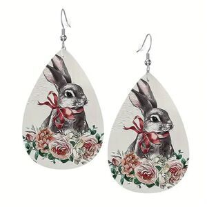2/$10 ⭐️ 3/$12 | Faux Leather Bunny Teardrop Earrings